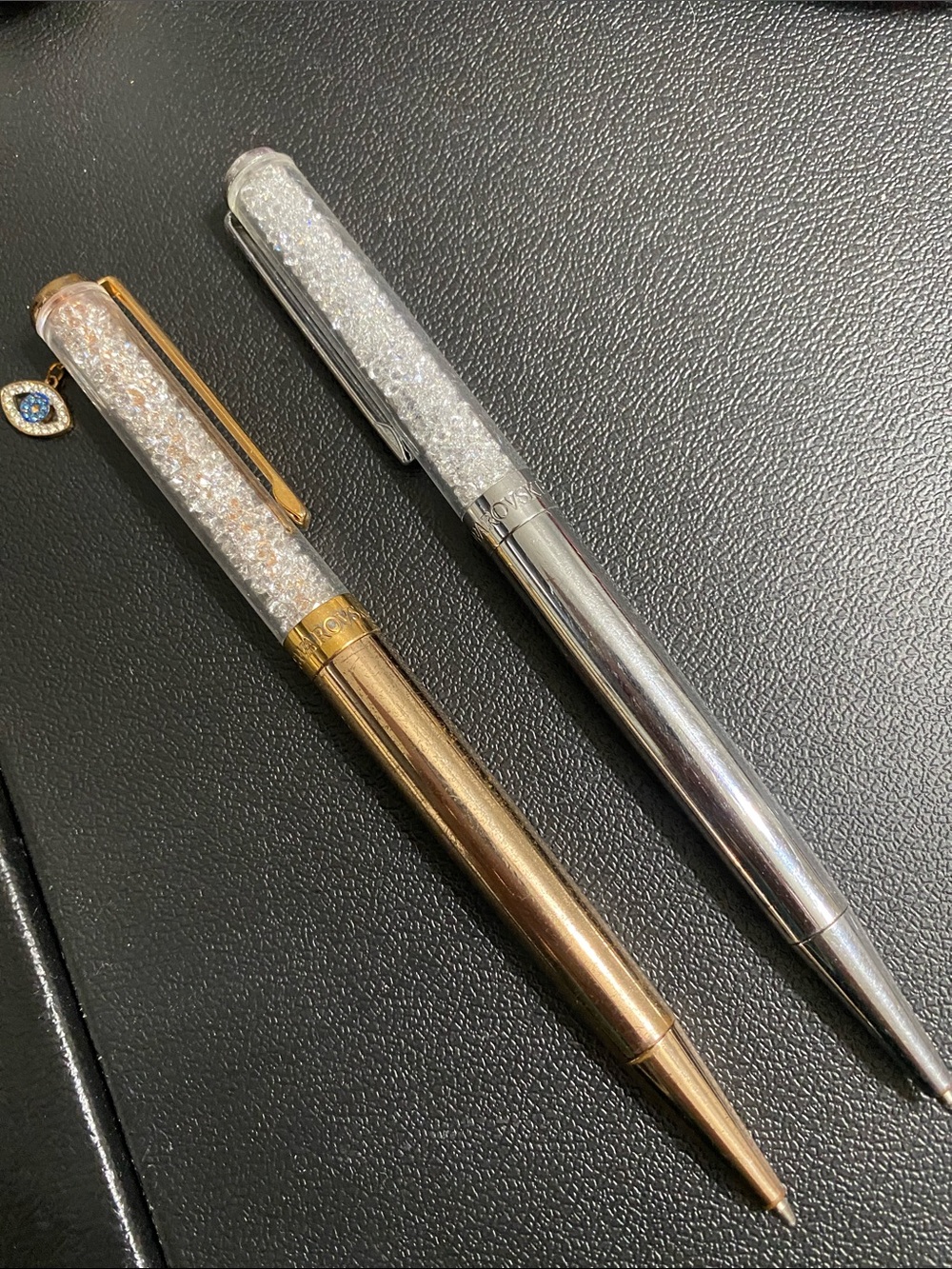 Swarovski Crystal Accent Rose Gold and Silver Ballpoint Pens